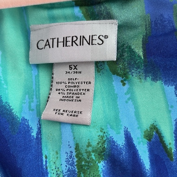 Catherine’s Colorful Sleeveless Dress w/Sheer Overlay & Abstract Design. Size 5X - Picture 9 of 11